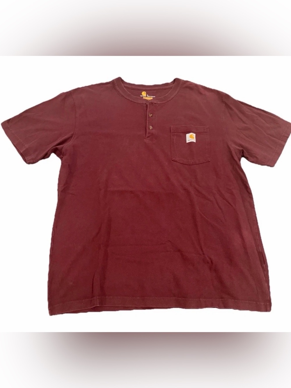 Carhartt Men's Maroon Short-Sleeve Henley Pocket Tee